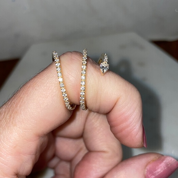 14k Gold Moissanite Snake Dragon Ring - Picture 11 of 17